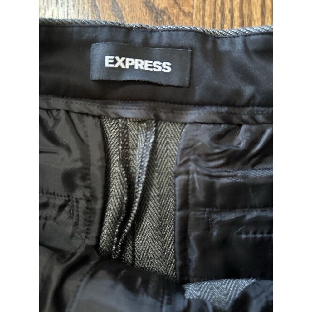 Express Editor Slim Low Rise Stretch Chino Pants Herringbone Black Size 2L EUC - Picture 2 of 10